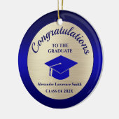 Klasse van 2022 Afstuderen Blue Gold Photo Keramisch Ornament (Links)