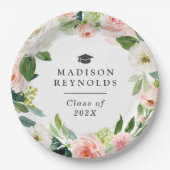 Klasse van 2022 Afstuderen Elegant Blush Pink Flor Papieren Bordje (Voorkant)