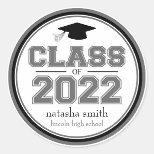 Klasse van 2022 Afstuderen (grijs/zwart) Ronde Sticker