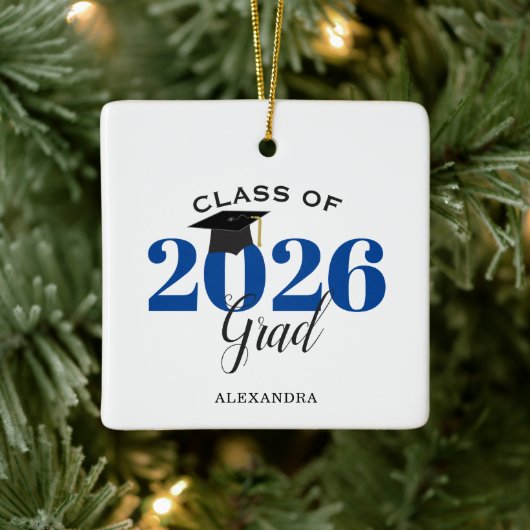 Klasse van 2022 Afstuderen Modern Dark Blue Keramisch Ornament (Boom)