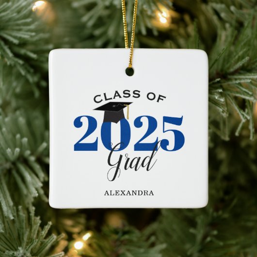 Klasse van 2022 Afstuderen Modern Dark Blue Keramisch Ornament (Boom)