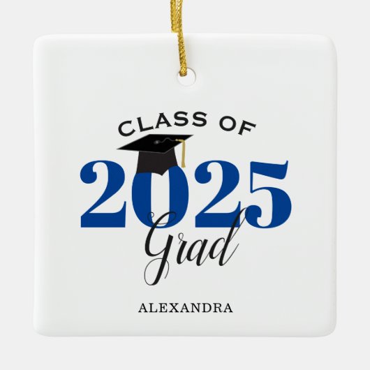 Klasse van 2022 Afstuderen Modern Dark Blue Keramisch Ornament (Voorkant)