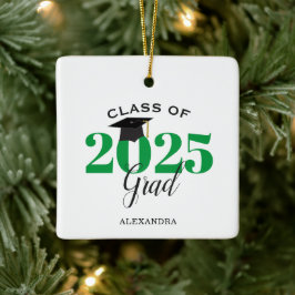Klasse van 2022 Afstuderen Modern Green and Black Keramisch Ornament