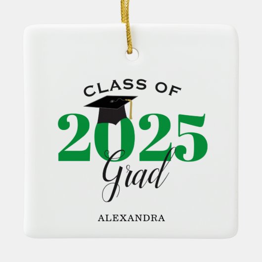 Klasse van 2022 Afstuderen Modern Green and Black Keramisch Ornament (Voorkant)