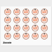 Klasse van 2022 Afstuderen (Oranje/zwart) Ronde Sticker (Vel)