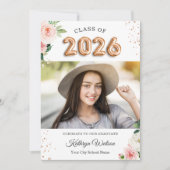 Klasse van 2022 Afstuderen Roos Gold Balloon Flora Aankondiging (Voorkant)