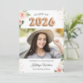 Klasse van 2022 Afstuderen Roos Gold Balloon Flora Aankondiging (Staand voorkant)