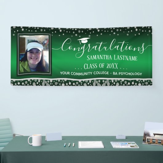 Klasse van 2022 Afstuderen Silver Confetti One Pho Spandoek (Beurs)