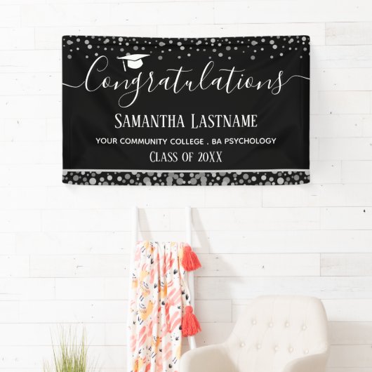 Klasse van 2022 Afstuderen zilveren Confetti banne Spandoek (Insitu)