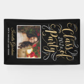 Klasse van 2022 Black Gold Graduation Party-foto Spandoek (Horizontaal)
