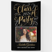 Klasse van 2022 Black Gold Graduation Party-foto Spandoek (Verticaal)
