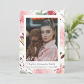 Klasse van 2022 Blush Floral 2 Foto-Afstuderen Aankondiging (Staand voorkant)