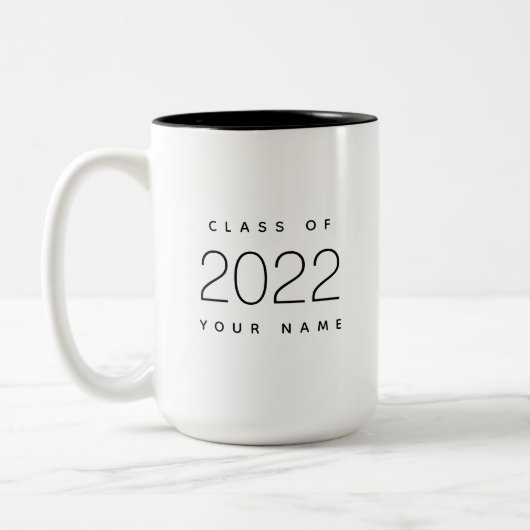 Klasse van 2022 Eenvoudige Modern Custom Black and Tweekleurige Koffiemok (Links)