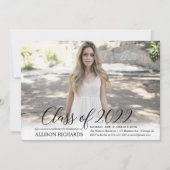 Klasse van 2022 elegante foto van het afstuderen v kaart (Voorkant)