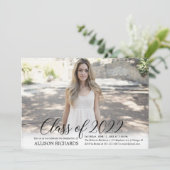 Klasse van 2022 elegante foto van het afstuderen v kaart (Staand voorkant)