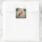 Klasse van 2022 Fotoplein Afstuderen Vierkante Sticker (Tas)