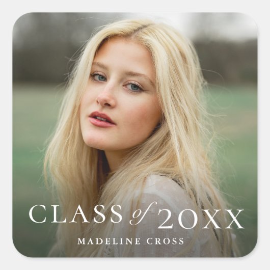 Klasse van 2022 Fotoplein Afstuderen Vierkante Sticker (Voorkant)