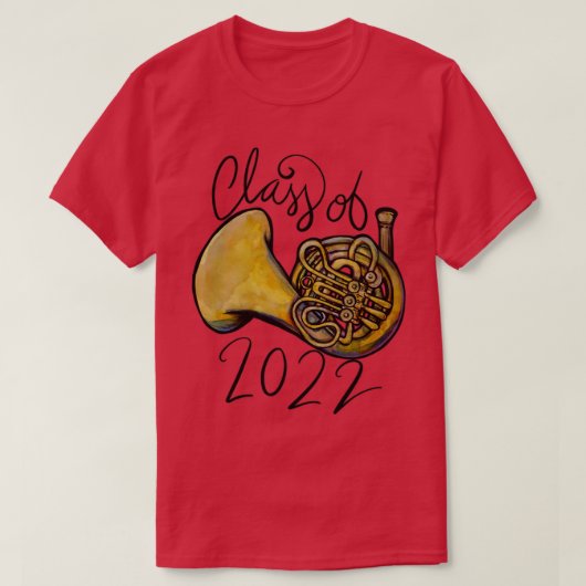 Klasse van 2022 Franse hoorn T-shirt (Design voorkant)