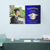 Klasse van 2022 Gefeliciteerd Afstuderen Blue Gold Spandoek (Beurs)