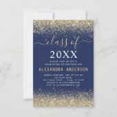 Klasse van 2022 Graduation Party Gold Navy Blue Kaart (Voorkant)