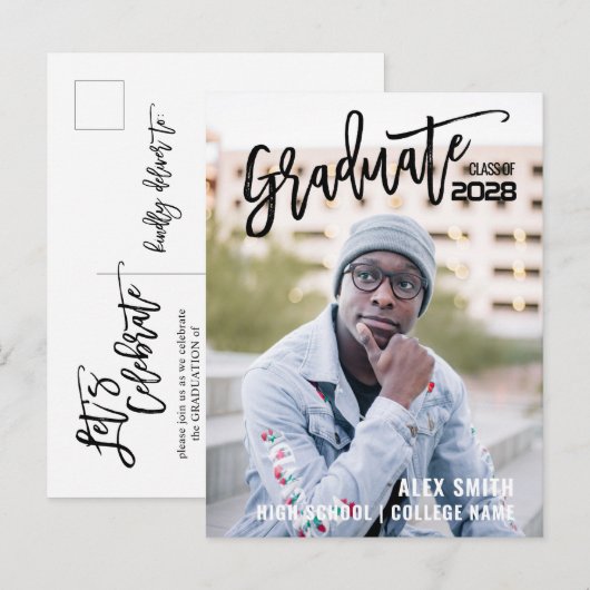 Klasse van 2022 het Moderne Afstuderen van de Foto Uitnodiging Briefkaart (Voorkant / Achterkant)