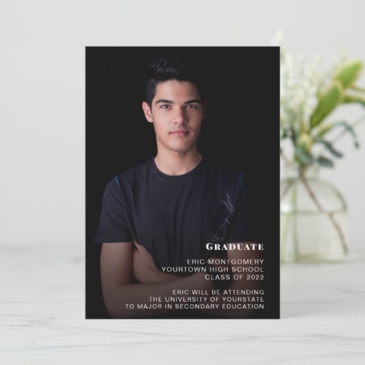 Klasse van 2022 Jongen Graduation Party Foto Kaart (Staand voorkant)