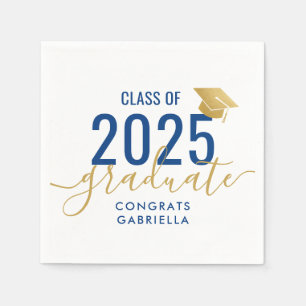 Klasse van 2022 Navy Blue Gold Graduation Party Servet