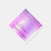 Klasse van 2022 Paarse zwarte glitter Afstuderen Servet (Hoek)