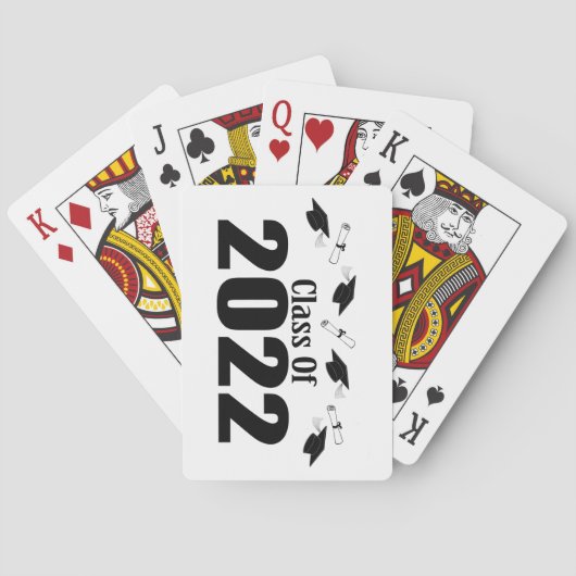 Klasse van 2022 Petten en diploma's (zwart) Pokerkaarten (Achterkant)