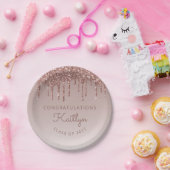 Klasse van 2022 Roos Gold Glitter Drip Afstuderen Papieren Bordje (Feest)