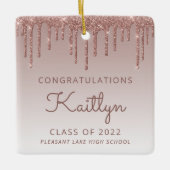 Klasse van 2022 Roos Gold Glitter Photo Afstuderen Keramisch Ornament (Voorkant)