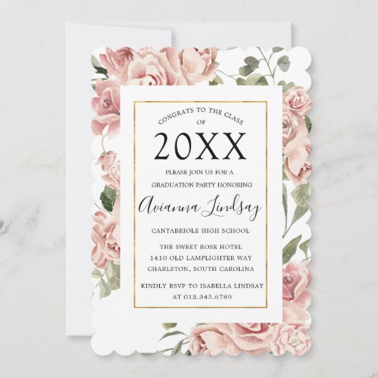 Klasse van 2022 Roze Afstuderen Kaart (Voorkant)