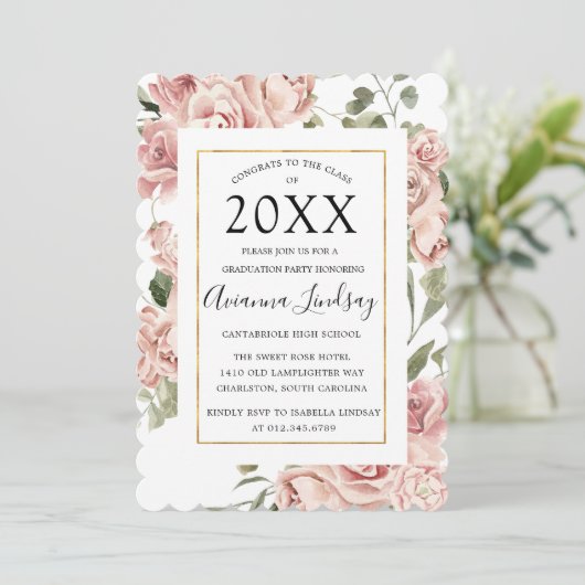 Klasse van 2022 Roze Afstuderen Kaart (Staand voorkant)