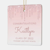 Klasse van 2022 Roze Glitter Drip Photo Afstuderen Keramisch Ornament (Links)