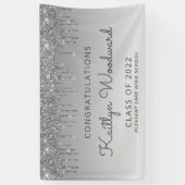 Klasse van 2022 Silver Glitter Drip Afstuderen Spandoek (Verticaal)
