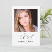 Klasse van 2022 Simple Blue 2 Photo-Afstuderen Kaart (Staand voorkant)