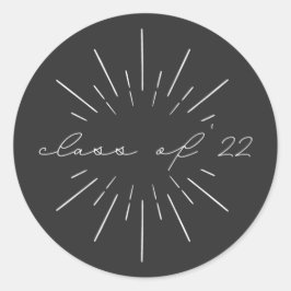 Klasse van 2022 White Script Line Art Afstuderen Ronde Sticker