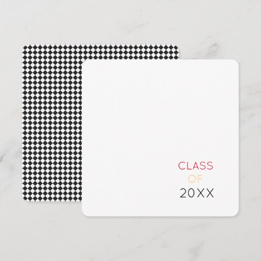 KLASSE VAN 2022 Zwart Wit Check School Kleuren Bedankkaart (Voorkant / Achterkant)