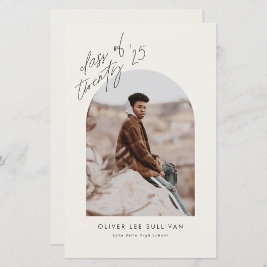 Klasse van 2023 Aankondiging Afstuderen beige Arch (Voorkant / Achterkant)