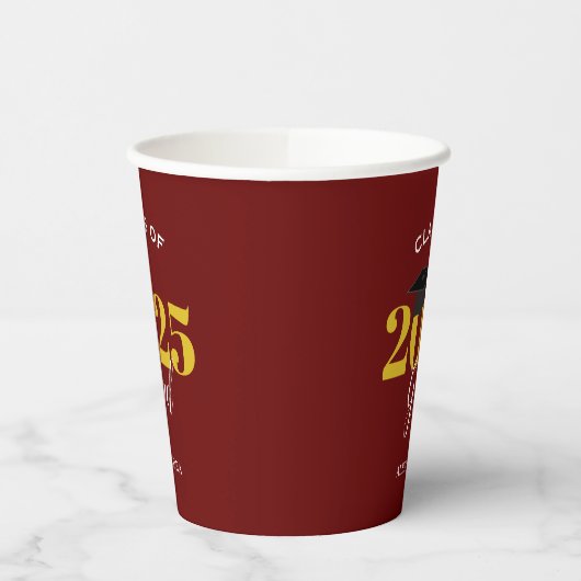 Klasse van 2023 Afstudeerder Eenvoudige maroon en  Papieren Bekers (Links)