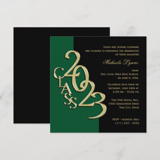 Klasse van 2023 Afstudeerder Green en Gold Kaart (Voorkant / Achterkant)