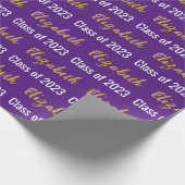 Klasse van 2023 Afstudeerder naam Royal Paars Whit Cadeaupapier (Hoek)