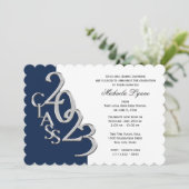 Klasse van 2023 Afstudeerder Silver en Blue Invita Kaart (Staand voorkant)