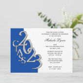 Klasse van 2023 Afstudeerder Silver en Blue Invita Kaart (Staand voorkant)