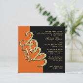 Klasse van 2023 Afstudeerder Sinaasappel en goud Kaart (Staand voorkant)