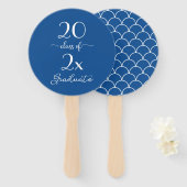 Klasse van 2023 Afstuderen blauw wit patroon Handwaaier (Voorkant en achterkant)