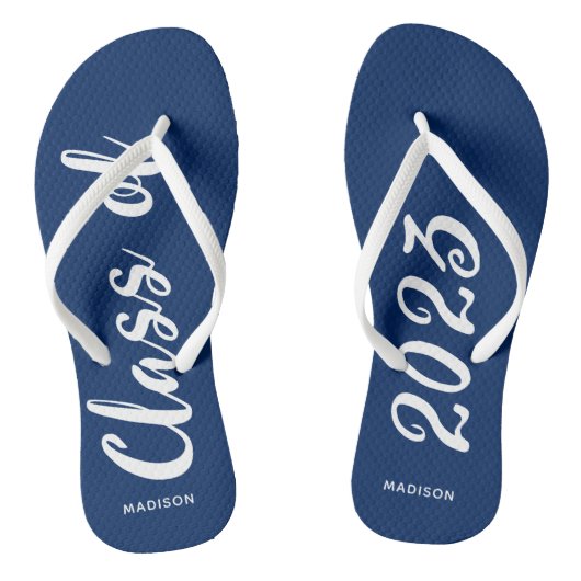 Klasse van 2023 Afstuderen Blue Personalized Teenslippers (Voetbed)