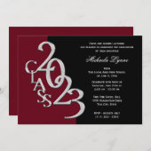 Klasse van 2023 Afstuderen Burgundy en Silver Kaart (Voorkant / Achterkant)