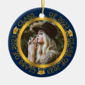 Klasse van 2023 Afstuderen Foto Dk Blue | Goud Keramisch Ornament (Voorkant)