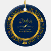 Klasse van 2023 Afstuderen Foto Dk Blue | Goud Keramisch Ornament (Achterkant)